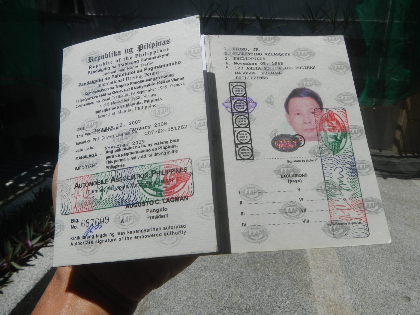 International Driving Permit (IDP) booklet — the 1949 Geneva Convention format with translations in multiple languages
