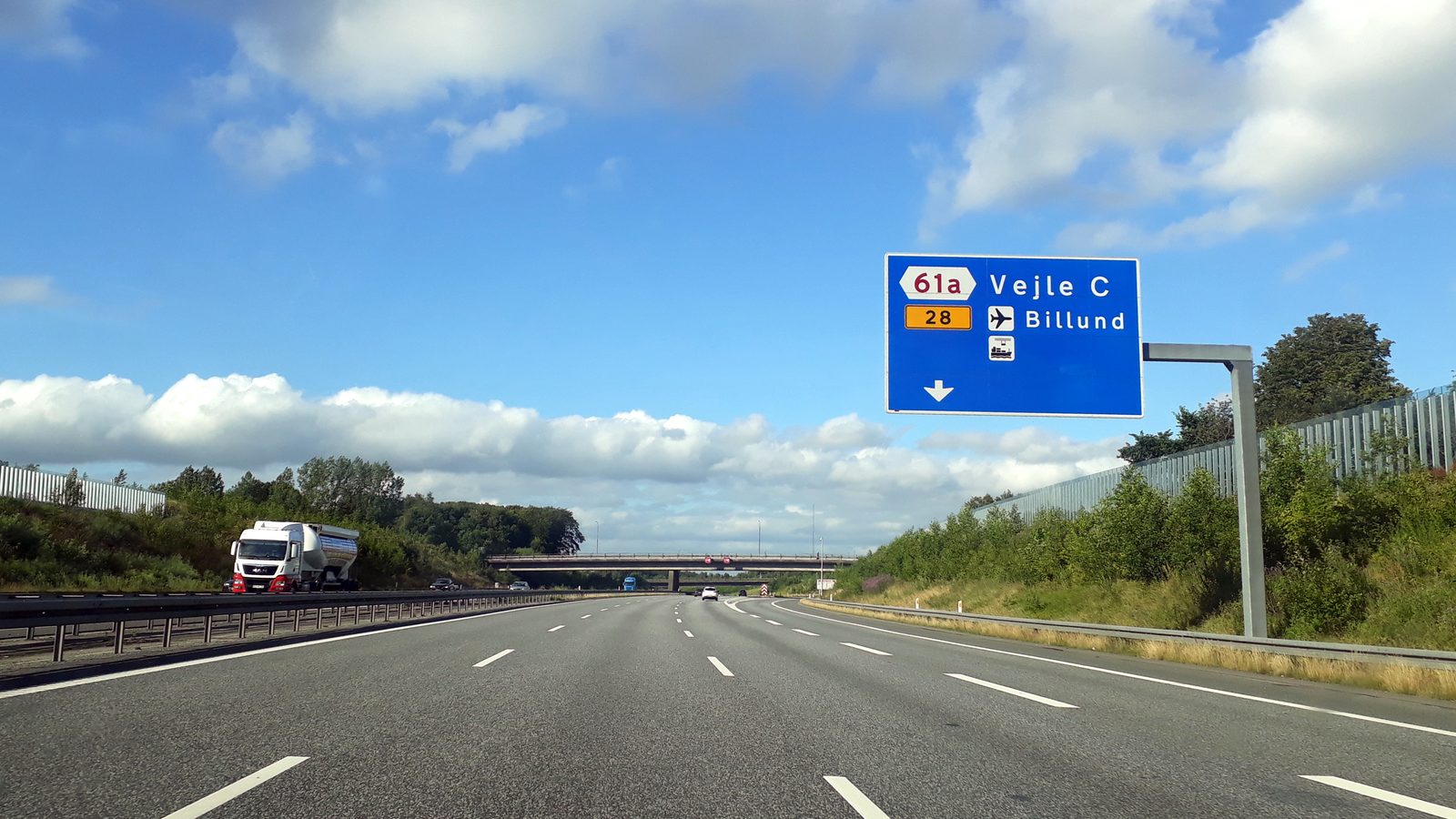 Danish motorway in Jutland — the kind of straight stretch where speed creeps up