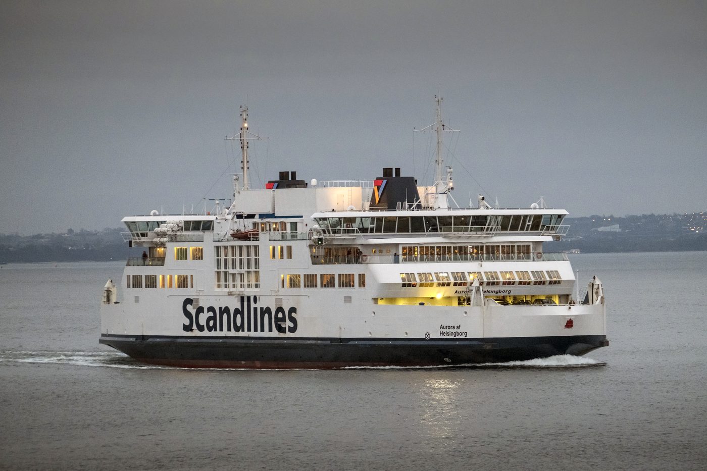 Scandlines ferry Aurora arriving at Helsingborg from Helsingør — twenty minutes between Denmark and Sweden
